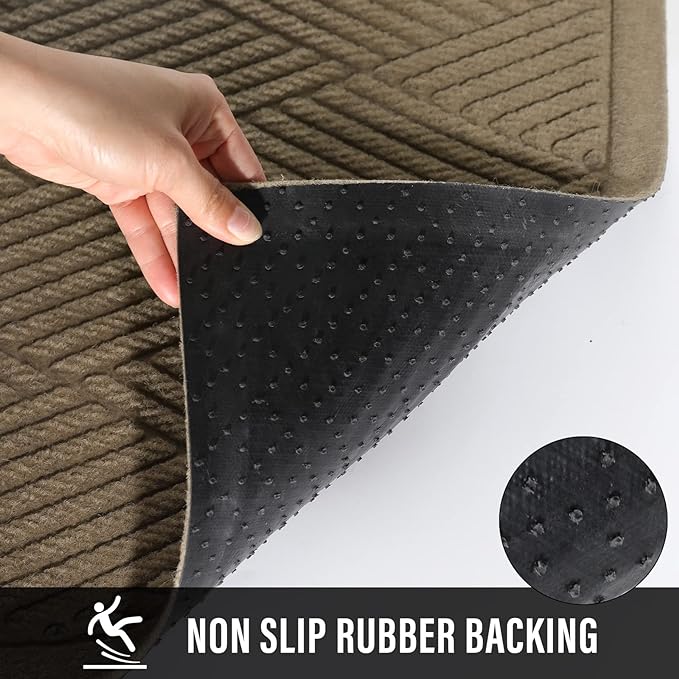 HIYARD Sturdy Front Door Mat, Absorbent Muddy Dirt Resist Welcome Door Mats Outdoor Indoor, Stain and Fade Resistant, Non-Slip Rubber Backing Low Profile Doormat for Entryway, 36×24, Beige - Image 3
