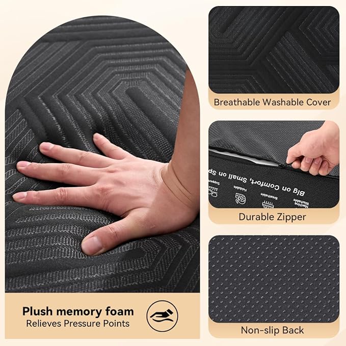 Memory Foam Mattress, Twin Size 6 Inch Tri-Fold Mattress, Handles and Non-Slip Bottom, Mattress Topper with Washable Cover, Foldable Bed for Yoga, Living Room, Camping, 75"x 38" x 6", Black