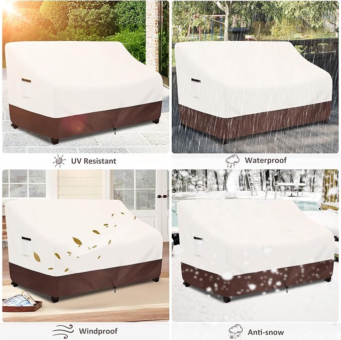 Outdoor Couch Covers,85 Inches Outdoor Sofa Cover, Waterproof Patio Furniture Cover,Furniture Covers for Patio Seating (Beige) - Image 9