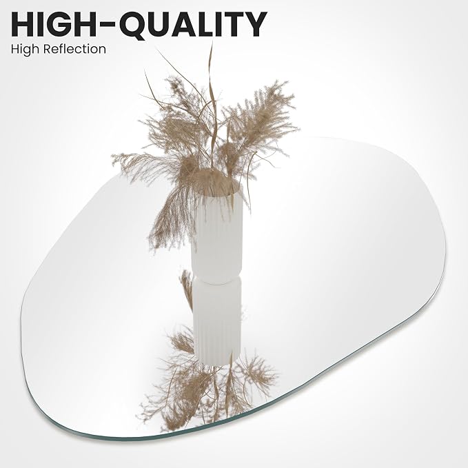 TRAHOME Irregular Asymmetrical Wall Mirror for Living Room Bathroom Entryway, Modern Decorative Mirror Hanging (Hook Style, 36'' x 24'') - Image 3