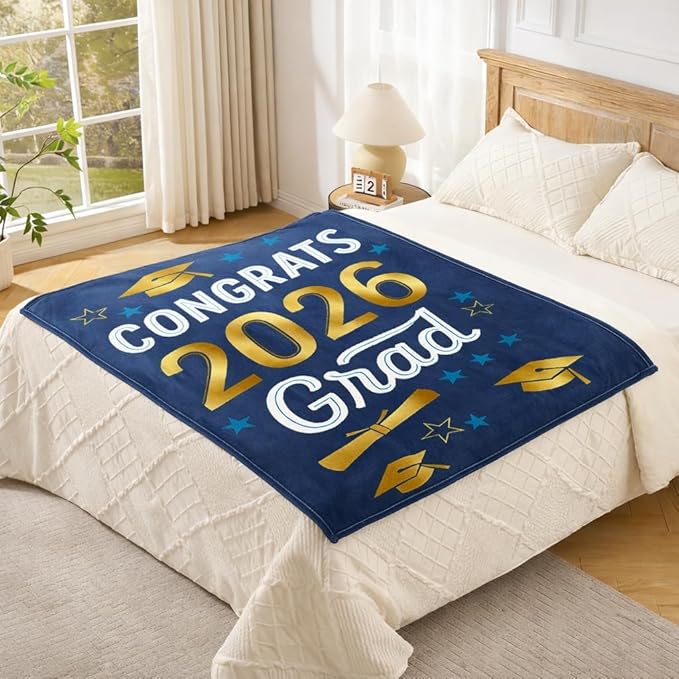 Graduation Gifts Blanket Class of 2026 ?€? Congrats Grad Throw Blanket 50x60 Inch, Classic Graduation Gift for Him Her, Soft Cozy Plush Blanket for College High School Graduate