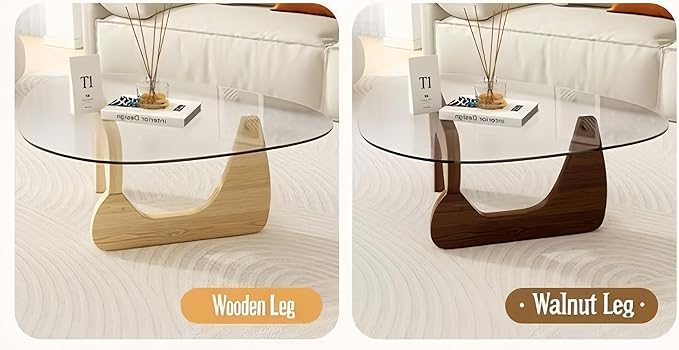 Modern Glass Coffee Table for Living Room, Small mid Century Coffee Table, Stylish Coffee Tables Suitable for Bedroom Living Room Reception Office Tables (Natural, Medium)