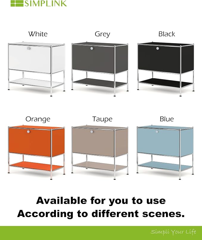 Metal Sidetable with Flap Door, 27.5" Height - DIY Modern Furnishing for Home, Office, Foyer, Bedroom - Night Stand, Book Shelf, Bookshelf, Cube Storage Organizer, Bedside Table (Black) - Image 8