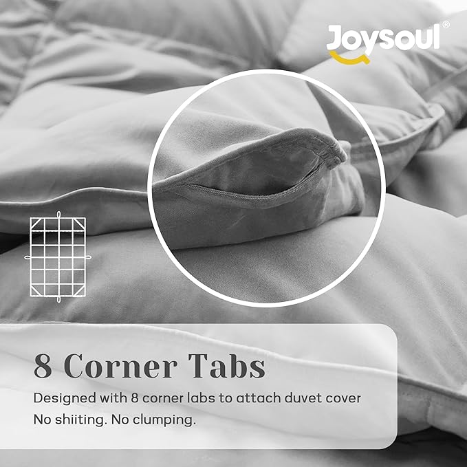 Joysoul Twin Size Down Comforter - All Season Ultra Soft Goose Down & Feather Fiber Fill, Luxury Hotel Dark Gray Duvet Insert with Corner Tabs (68" X 88")