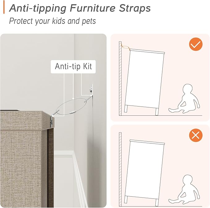 WAMPAT Dresser and Nightstand Set of 2, 47.2 Inches Wood Dresser with 6 Drawers, 1 Piece Nightstand with Drawers and Charging Station, Bedroom Furniture Set, Beige