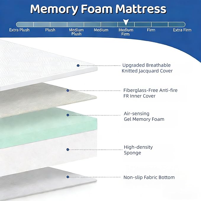 Vipbear King Size Mattress, 6-Inch Gel Memory Foam Mattress for Cool Night Sleep & Pressure Relief, Medium Firm Support, CertiPUR-US Certified, Cooling Ventilated Foam Comfort 80''L x 76''W