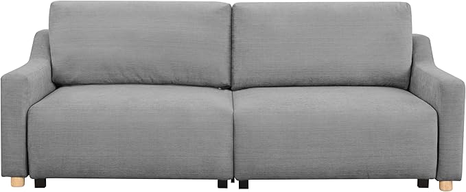 Serta Glendale 90.2" Queen Size Wall-Hugging Convertible Sofa, Dreamcoil Comfort, Chenille Fabric, Grey