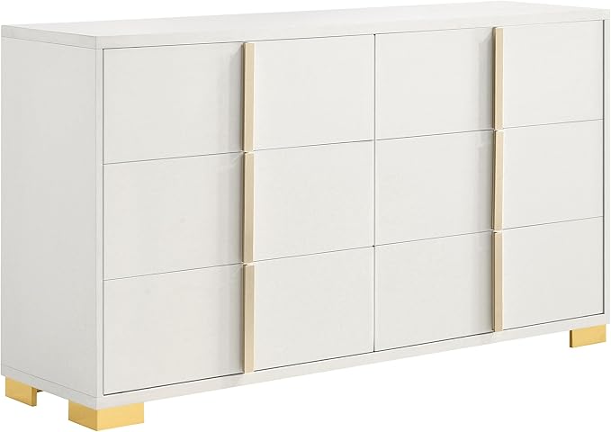 Coaster Home Furnishings Marceline Contemporary 4-Piece Bedroom Set Full Size LED Panel Bed Frame 51-inch Headboard White 222931F-S4
