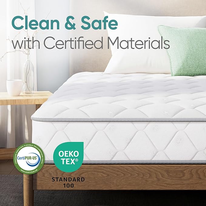 ETONEX 8 Inch Queen Hybrid Innerspring Mattress Gel Memory Foam and Spring Mattress in a Box Medium Firm CertiPUR-US Certified Foam (Queen, 8in)