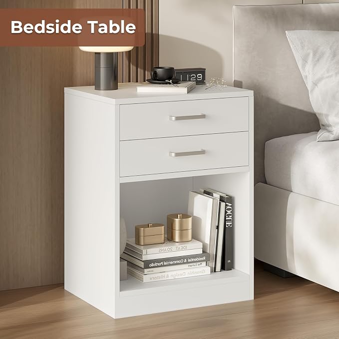 ADORNEVE Nightstands Set of 2,White Night Stand with Charging Station & Drawers,Night Stands for Bedrooms 2 - Image 5