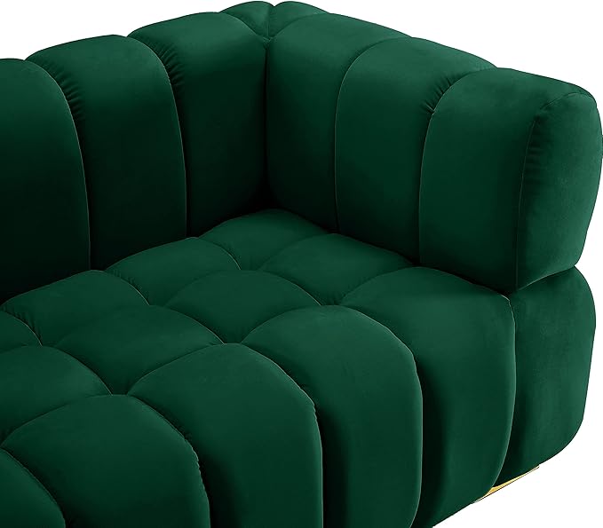 Meridian Furniture 670Green-L Gwen Collection Modern | Contemporary Velvet Upholstered Loveseat with Deep Biscuit Tufting