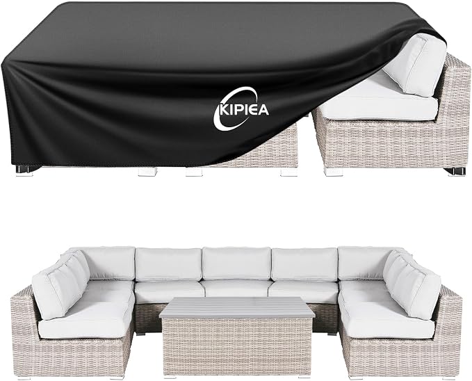 Kipiea Patio Furniture Covers Waterproof Winter, Heavy-Duty Outdoor Furniture Set Covers for Table Chairs, Anti-UV, No Tears or Fading (126" L x 64" W x 29" H) by Kipiea
