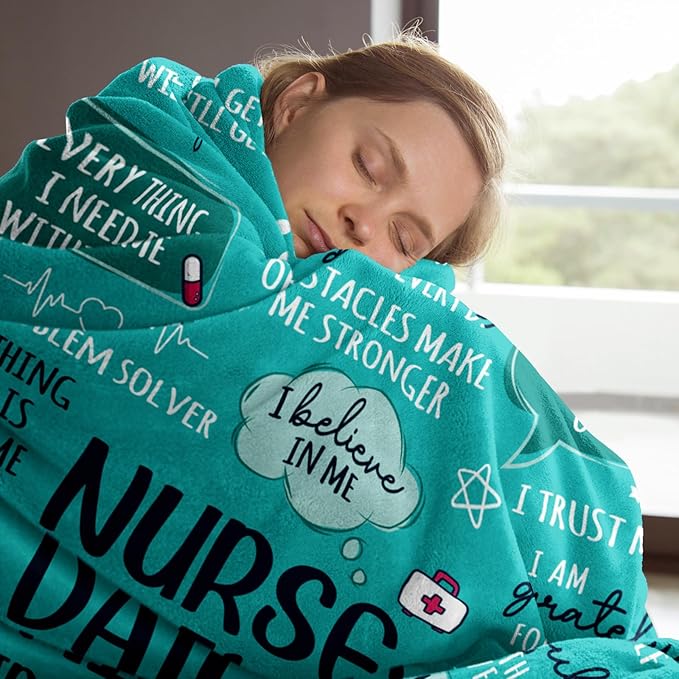 Craftique Nurse Gifts for Women Men, Nurses Week/Day/Appreciation Gifts- Soft Nurse Blanket with Daily Affirmations- LPN RN Gifts for Nurses, Nursing School Graduate Birthday Gifts