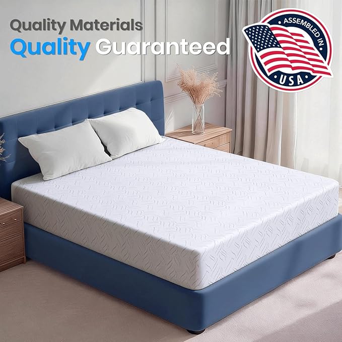 Twin Mattress 8 inch, Cooling Gel Memory Foam Mattress, Mattress in a Box with Zipper Cover, Fiberglass Free, CertiPUR-US Certified, Adjustable Base Compatible