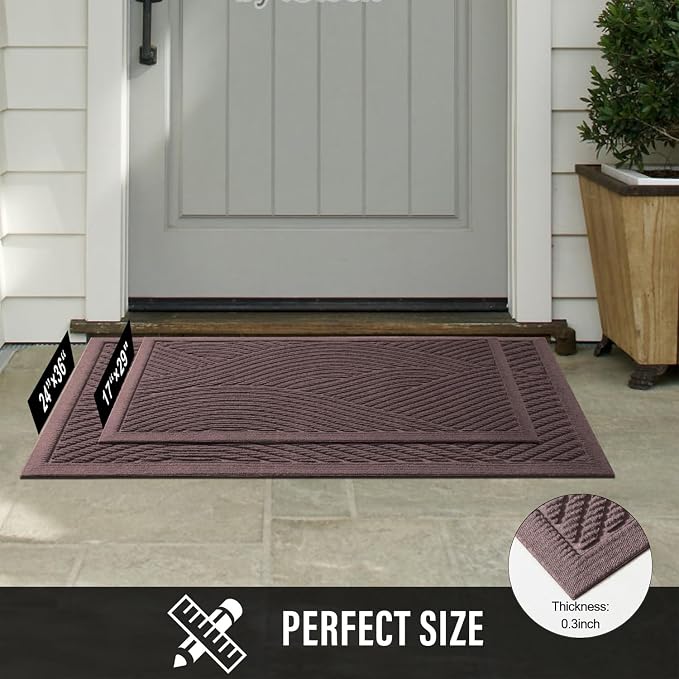HIYARD Sturdy Front Door Mat, Absorbent Muddy Dirt Resist Welcome Door Mats Outdoor Indoor, Stain and Fade Resistant, Non-Slip Backing Entry Mat Low Profile Doormat for Entryway, 29??17, Coffee - Image 7