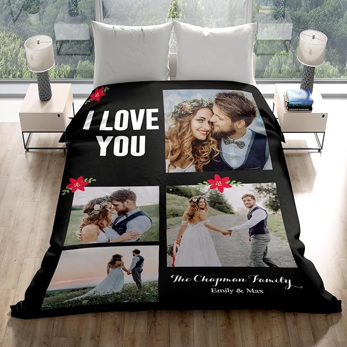 inkArts Custom Blankets with Photos, Personalized Photo Blankets Using My Own Photos, Customized Blanket with Pictures, Personalized Gifts for Women Men Baby Child