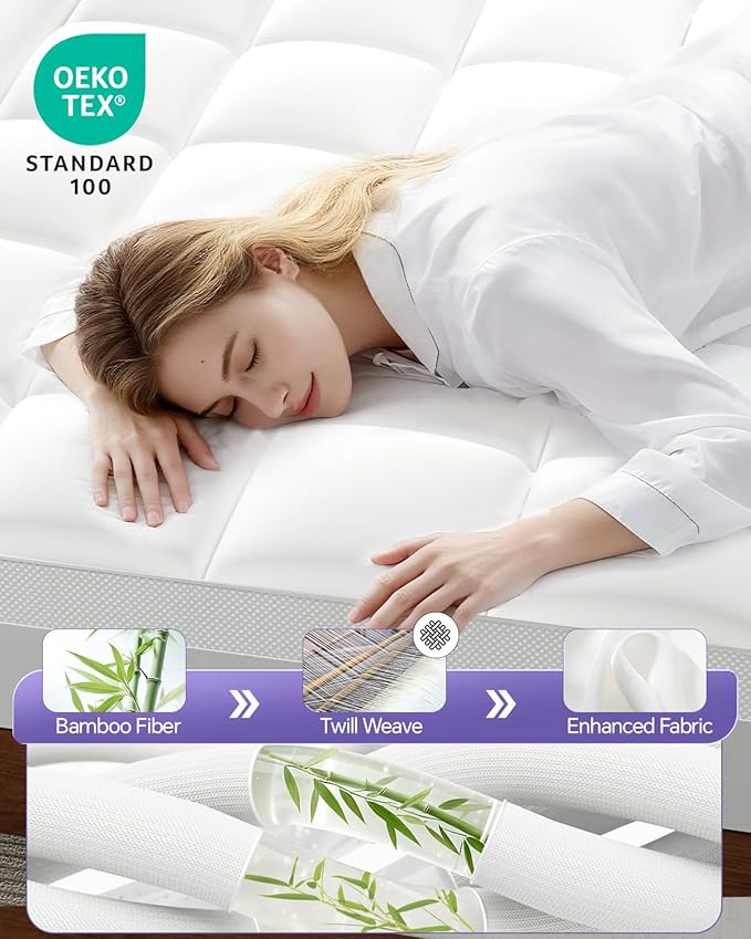ChiXpace Dual Layer Memory Foam Twin XL Mattress Topper - 3 Inch Cooling Pillow Top Cover Rayon and 2 Inch Gel Egg Crate Foam, Twin XL Extra Long College Dorm Room Essentials (Cream)