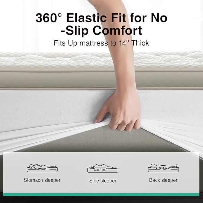 Novilla Twin Mattress Topper, Extra Thick Pillow Top Mattress Pad, Down Alternative Fill Breathable Cotton Cover, 8-21" Deep Pocket Soft Bed Topper for Back Pain Relief, Oatmeal