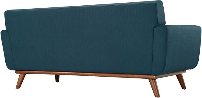 Modway Engage Mid-Century Modern Upholstered Fabric Loveseat in Azure
