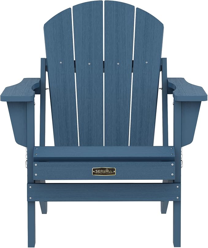SERWALL Folding Adirondack Chair Patio Chair Lawn Chair Outdoor Adirondack Chairs Set of 6 Weather Resistant for Patio Deck Garden, Backyard Deck, Fire Pit - Blue - Image 8