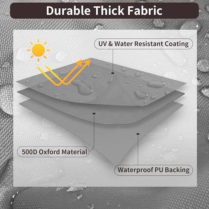 PureFit Outdoor Sectional Sofa Cover Waterproof Curved Patio Furniture Covers for Deck, Lawn and Backyard, 90Lx34Dx32Hx46FL, Grey - Image 3