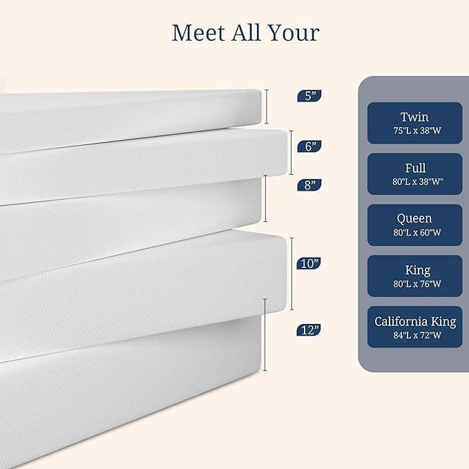 IULULU Twin XL Memory Foam Mattress, 12 Inch Twin XL Bed Mattress in a Box, Mattresses with Cooling Green Tea Gel, Relieve Pressure with Medium Support, CertiPUR-US Certified, White