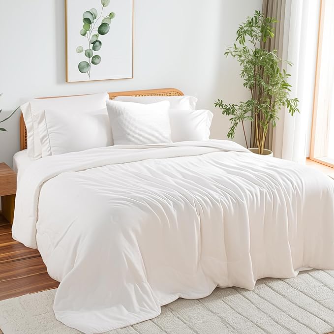 NEXHOME PRO 100% Viscose Derived from Bamboo Comforter Twin Size - Cooling & Moisture-Wicking Bedding - All Season Lightweight Design - Natural Organic Twin Duvet Insert