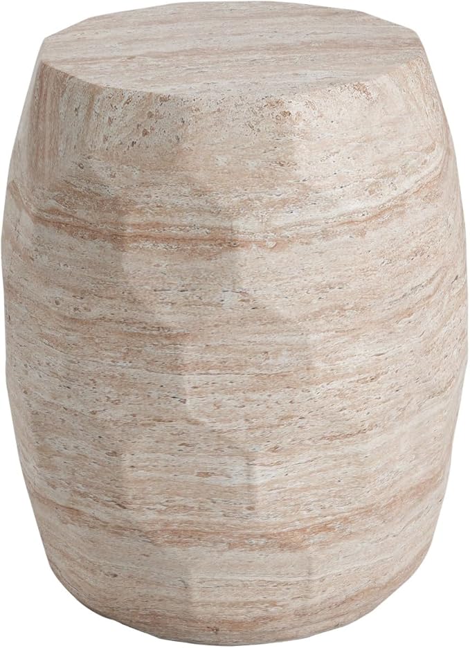 KEVINSPACE Small Side Coffee Table Outdoor MGO Round End Living Room Accent Sofa Bedside Couch Table Bedroom Apartment Indoor 15.25" W x18.25 H Beige Concrete