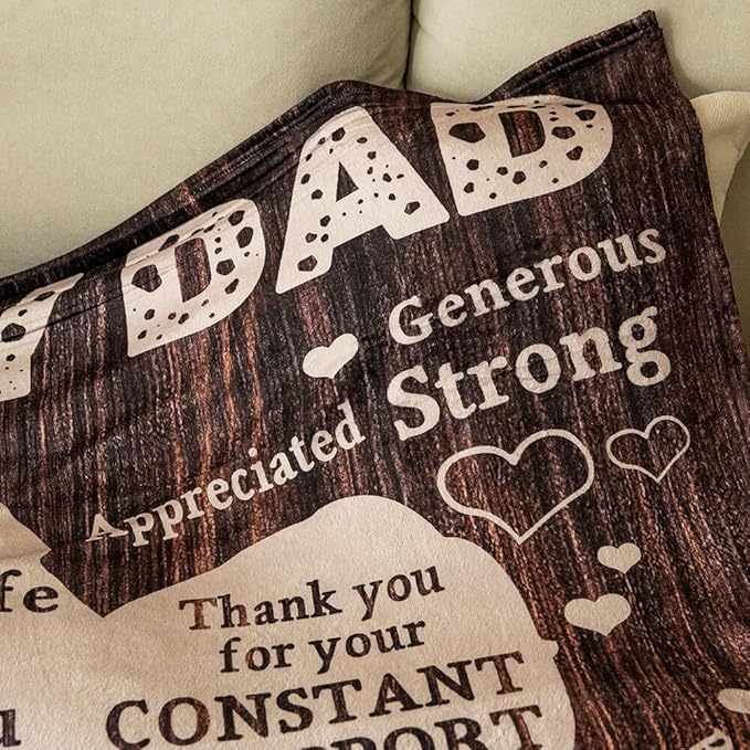 Printwoo Fathers Day Blanket Gifts for Dad from Son, Best Dad Ever Blankets, Father Throw Blanket, 70" L x 50" W