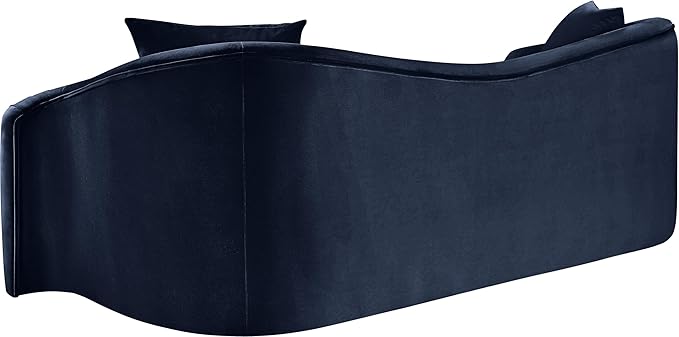 Meridian Furniture 44052Navy-S Destin Collection Modern | Contemporary Sofa with Ultra Luxe Navy 460 GSM Velvet, Rich Curves, 91" W x 34.5" D x 31" H, Navy