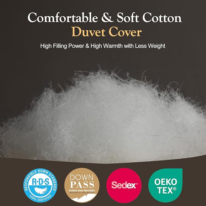 Down Fibers Comforter King Size -Ultra Soft Comforter High Fill Power Comforters,Hotel Collection Fully Duvet Insert with Corner Tabs,Expert-Crafted Even Loft(Grey,106x90)