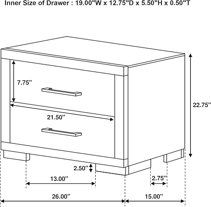 Coaster Home Furnishings Jessica Contemporary 4-Piece Bedroom Set Eastern King Size LED Panel Bed Frame 43-inch Headboard Cappuccino 200711KE-S4