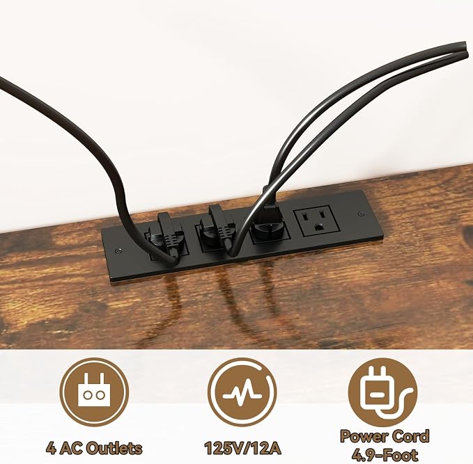 IBUYKE Floating TV Stand with Power Outlet,Wall-Mounted Floating Stand for TVs up to 55",Metal Entertainment Center,Wall Mounted TV Shelf with Storage for Living Room Bedroom,Rustic Brown UWST011H - Image 8