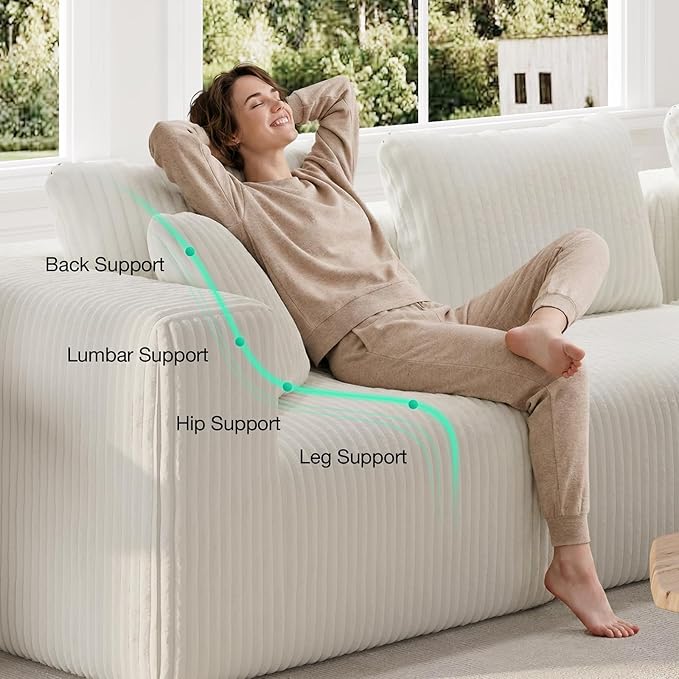 Novilla 106" Modular Sectional Sofa, Modern Cloud Sectional Couch with Smarts Coil® Support, U-Shape Boneless Couch for Living Room Apartments, No Assembly Required, Beige (3 Seat w/ 2 Ottoman)