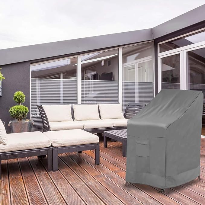 Vailge Stackable Patio Chair Cover,100% Waterproof Outdoor Chair Cover, Heavy Duty Lawn Patio Furniture Covers,Fits for 4-6 Stackable Dining Chairs,2 Pack-36 Lx28 Wx47 H,Grey - Image 7