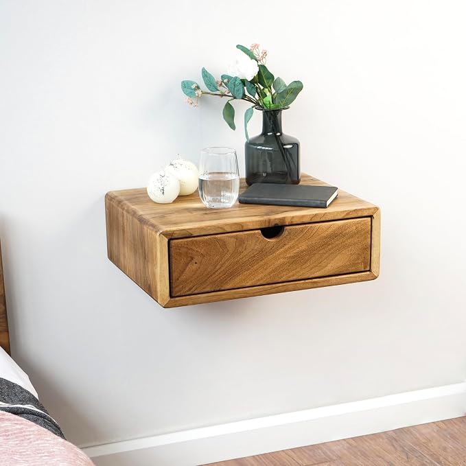 Ultimate Premium Products Walnut Nightstand: Warmth & Solidity | Matte Walnut Lacquer Finish | Spacious Storage Drawer | Ideal for Classic Decor Styles | Small - Image 2