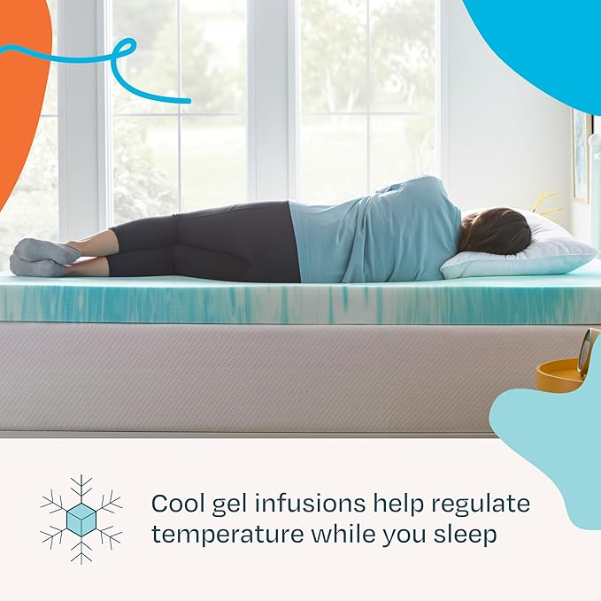 Linenspa 4 Inch Swirl Gel Memory Foam Mattress Topper, California King Size – Cooling Gel Infused, Ventilation Holes – Pressure Relieving Bed Topper – CertiPUR Certified