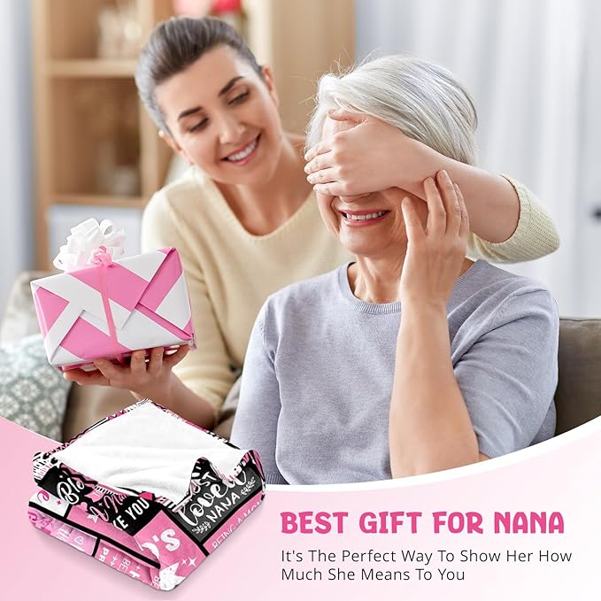 Mothers Day Birthday Gifts for Nana from Granddaughter - World's Best Nana Ever Gifts on Christmas Birthday from Grandkids - Gift for Grandma from Grandchildren - Nanas Life Blanket 50"x60"