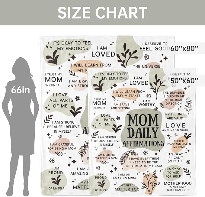 BaubleDazz First Mothers Day New Mom Gifts Blanket, Mama Daily Affirmations, Postpartum Pregnancy Gift for First Time Moms, Mommy to Be, Mama, New Mom Essentials, Birthday Gifts for Moms(80" x 60")