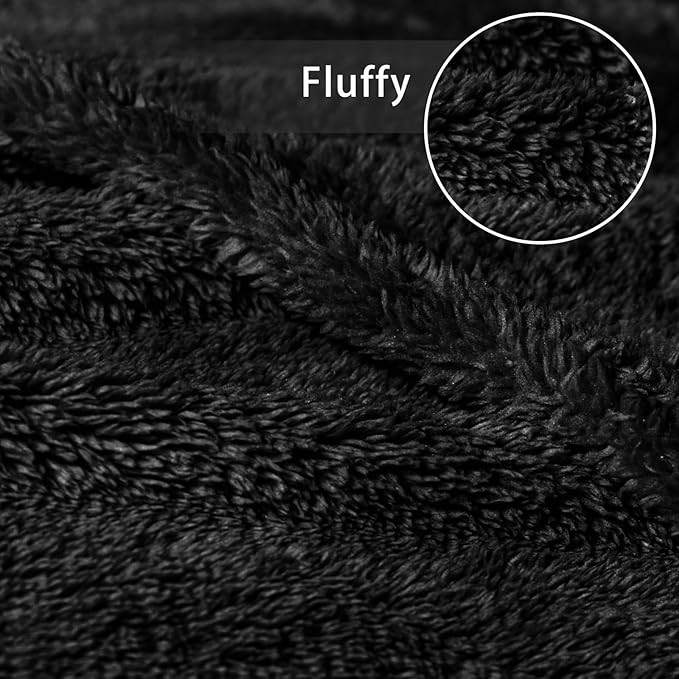 Exclusivo Mezcla Soft Fleece Throw Blanket for Couch, Super Soft Velvet Plush Fleece Blankets, Fuzzy Cozy and Warm for Winter, 50x60 Inches, Black