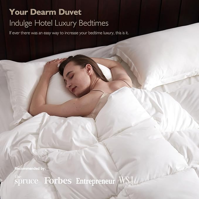 Cobnom® Hotel Luxury Feather Down Comforter Oversized Queen, Medium Warm All Season Duvet Insert, Silky Soft Egyptian Cotton Blend Cover, Ethically Sourced Feather Down Filled, 98x98 Inch, White