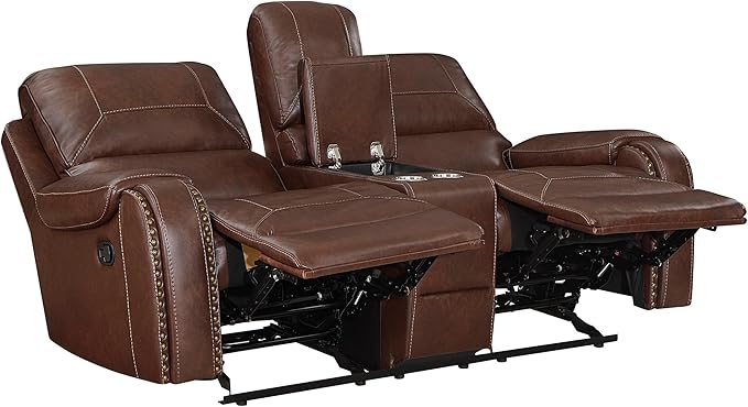 Lexicon Monet 2-Piece Manual Reclining Living Room Sofa Set, Brown