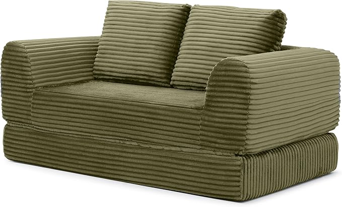 Foldable Boneless Love Seat Couches in a Box, Modern Floor Foam Sleeper Sofa Bed 2-in-1 Convertible Cloud Sofa for Home Apartments Bedroom