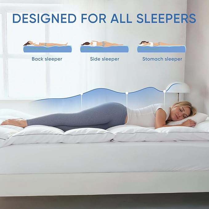 Memory Foam King Mattress Topper, Bed Topper with 3 Inch Extra Thick Shredded Foam, 100% Cotton Mattress Pad Cover, Breathable & Skin-Friendly King Size Mattress Topper with Anchor Straps