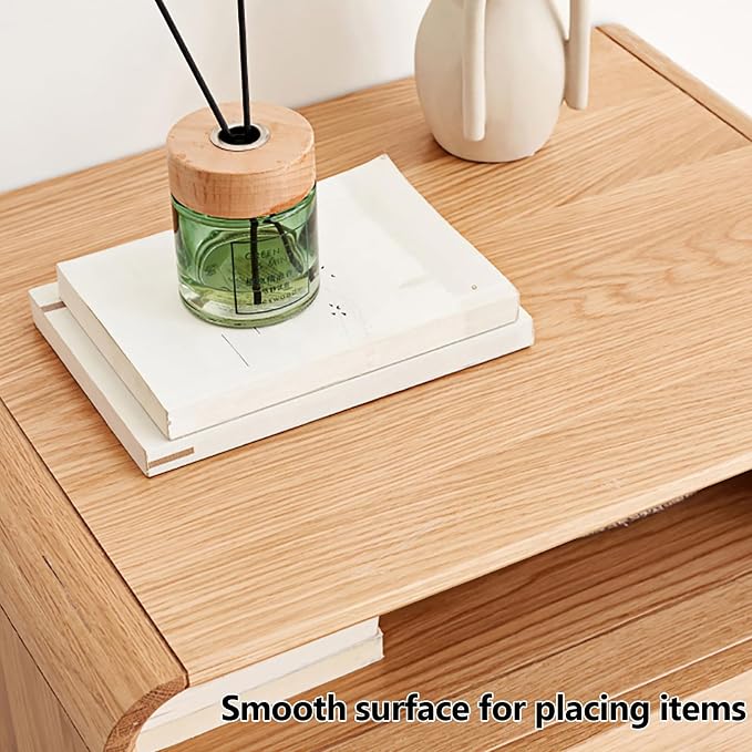 Solid Wood Nightstand Set of 2, Mid Century Modern Nightstands with Drawer, Small Nightstand with Open Storage, Small Bedside Table for Bedroom, Dormitory(Natural Wood Color) - Image 7