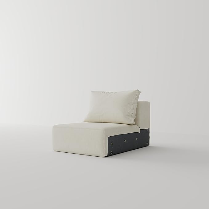 Acanva Oversized Modular Sectional Sofa with Removable Washable Slipcovers, Modern Low Profile Deep Seat Couch for Living Room, Linen-Like-Cream, Armless Chair