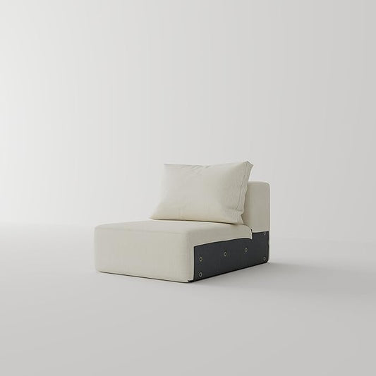 Acanva Oversized Modular Sectional Sofa with Removable Washable Slipcovers, Modern Low Profile Deep Seat Couch for Living Room, Linen-Like-Cream, Armless Chair