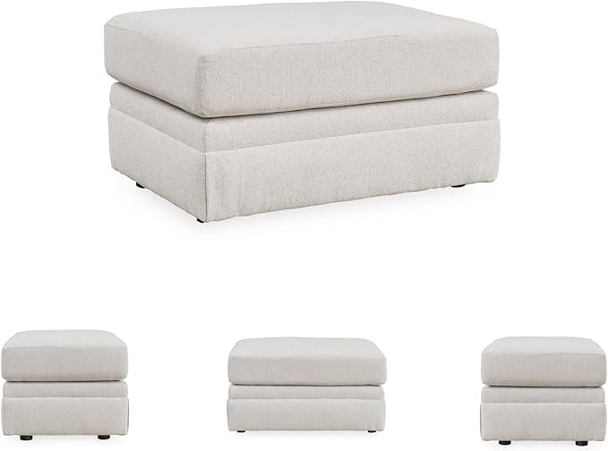 Signature Design by Ashley Maitelynn Casual Upholstered Ottoman, White