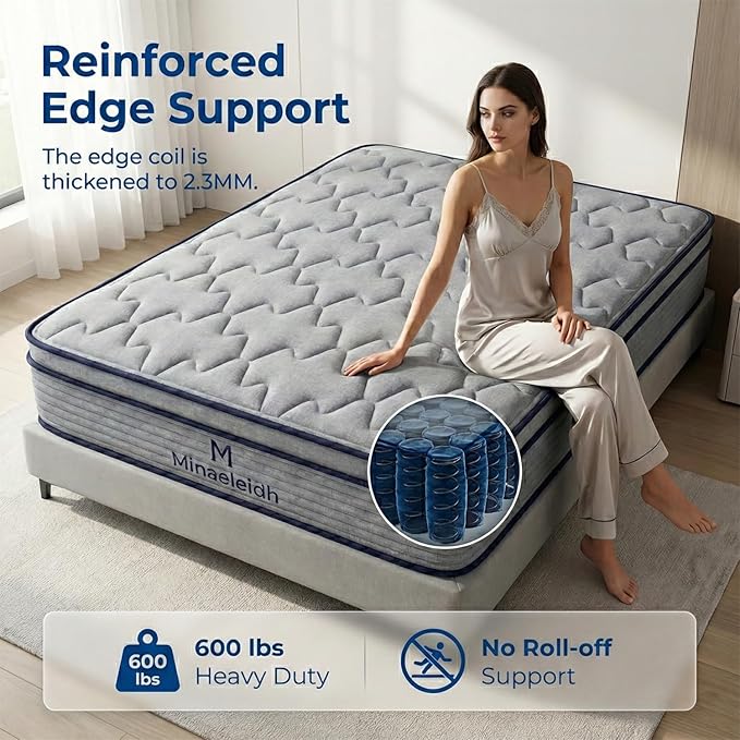 Full Size Mattress 12 Inch, Medium Firm Boxed Hybrid Mattress, Cooling Gel Memory Foam & Motion Isolation Pocket Coils, 350lbs+ Edge Support, Fiberglass-Free, 365-Night Trial, for Couples, Guest Room