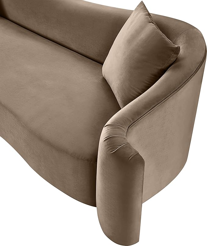 Meridian Furniture 44052Taupe-S Destin Collection Modern | Contemporary Sofa with Ultra Luxe Taupe 460 GSM Velvet, Rich Curves, 91" W x 34.5" D x 31" H, Taupe